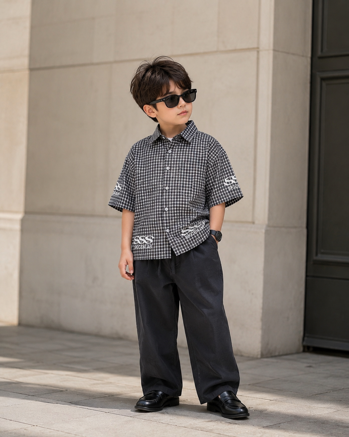 SHGME04-02 Boys Half Sleeve Oversized Boxy Fit Shirt