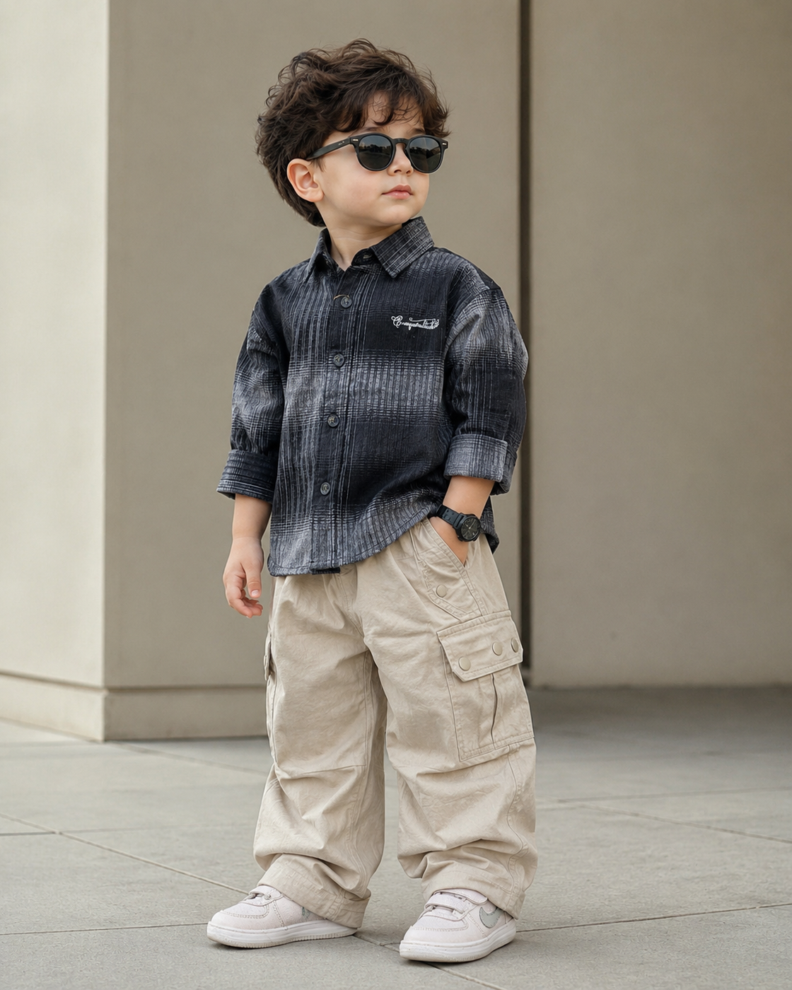 SHGMU01-00 Boys Full Sleeve Oversized Check Shirt