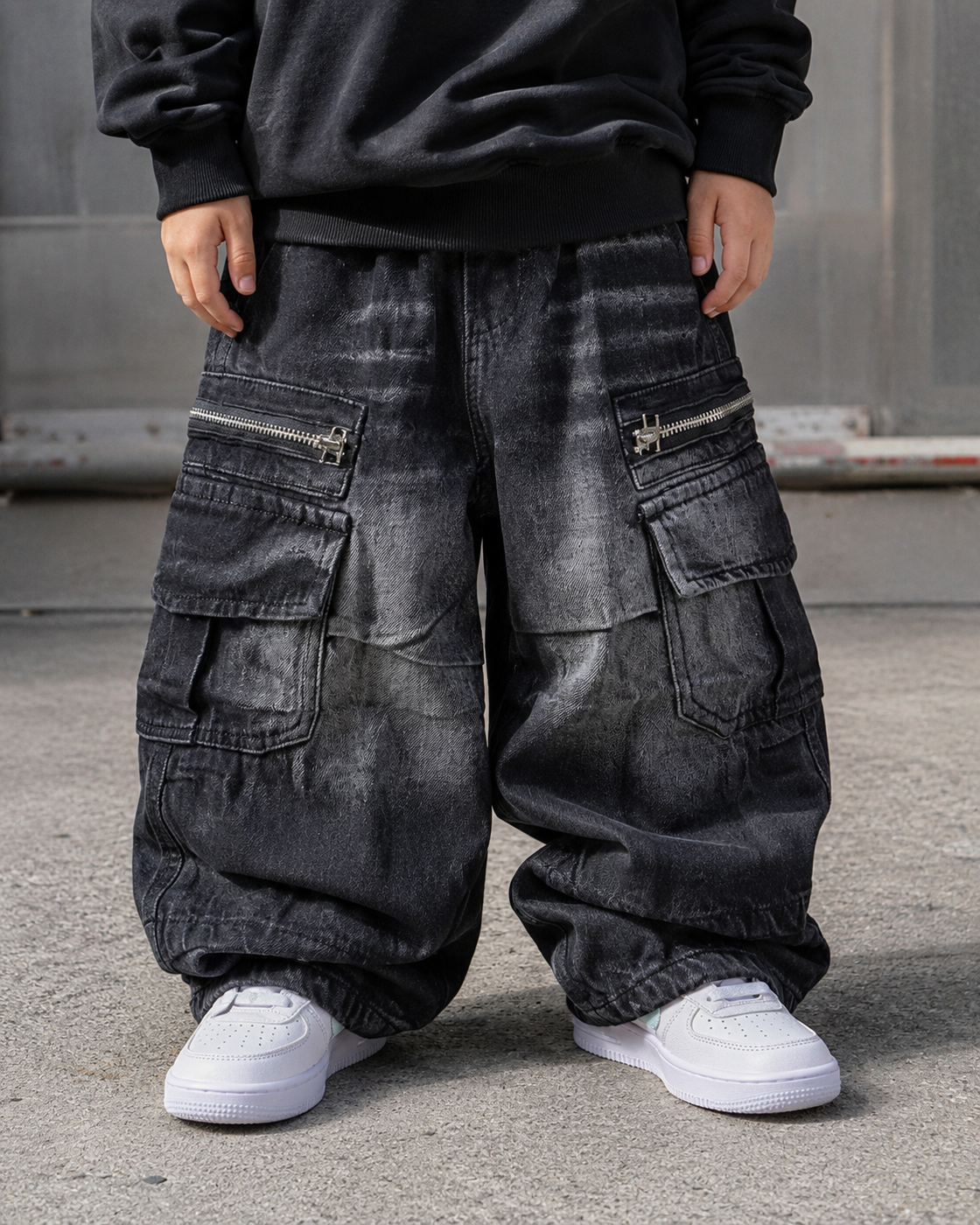 JNSIM112-01 Unisex Super Baggy Jeans