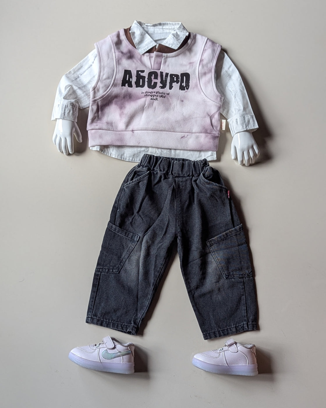 ST104 Unisex Full Sleeve Oversized Shirt with Vest and Pant Set
