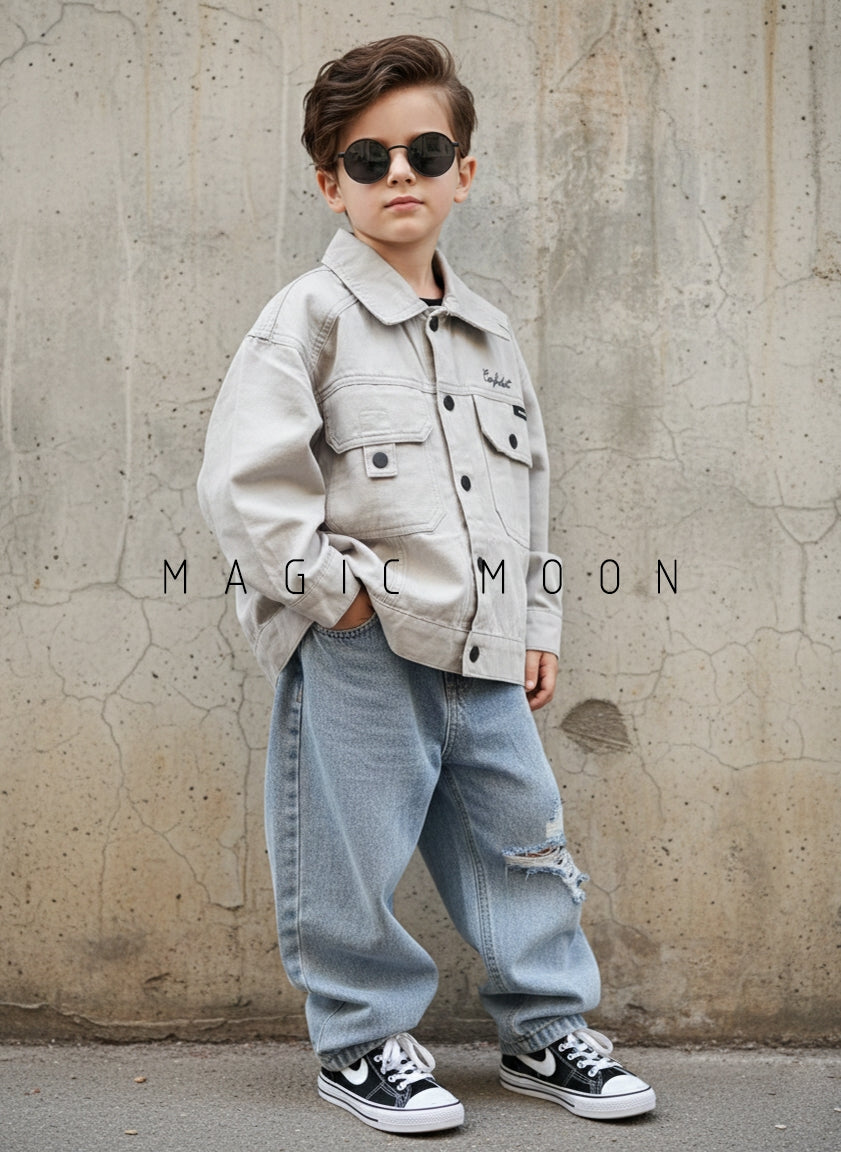 Unisex Full Sleeve Oversized Denim Jacket