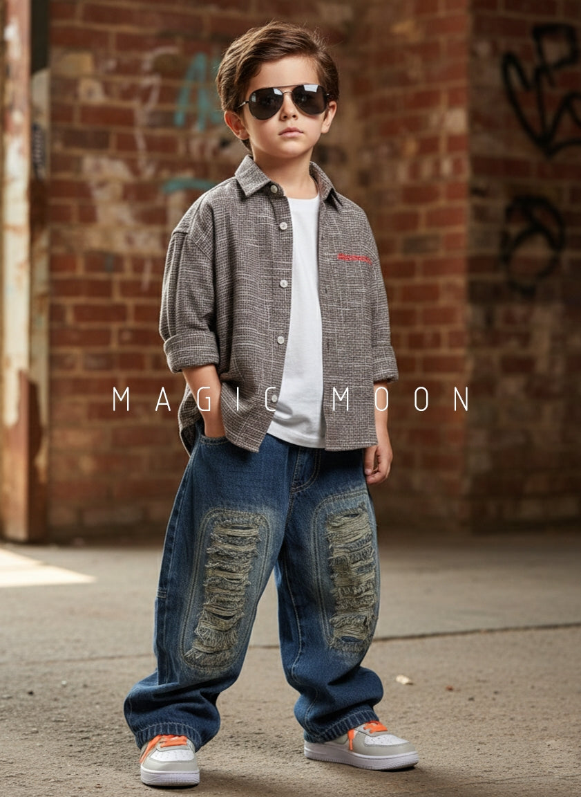 Boy's Full Sleeve Oversized Shirt