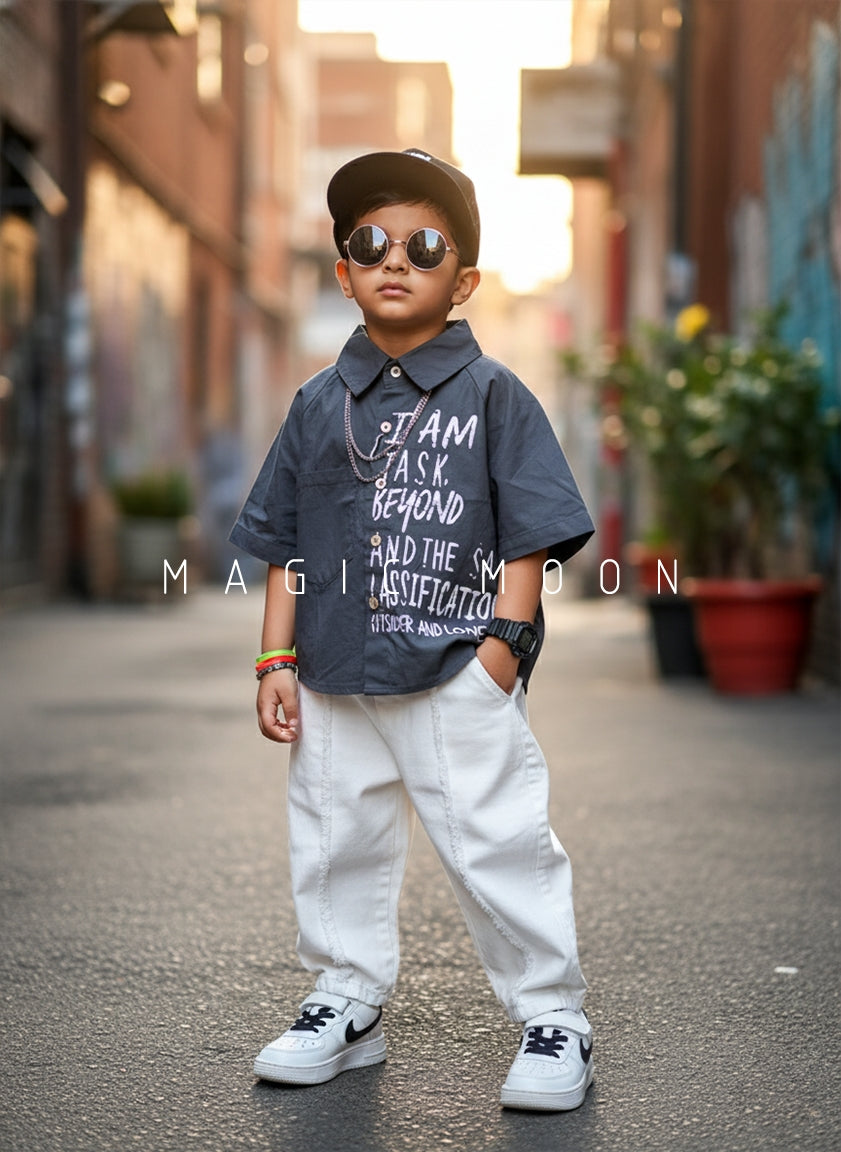 Boy's Half Sleeve Oversized Shirt