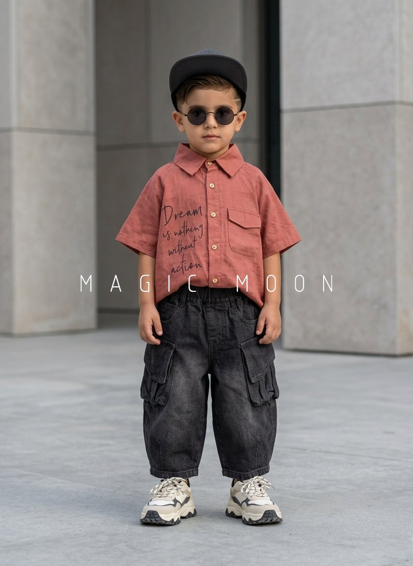 SHHS02 Boy's Half Sleeve Oversized Shirt