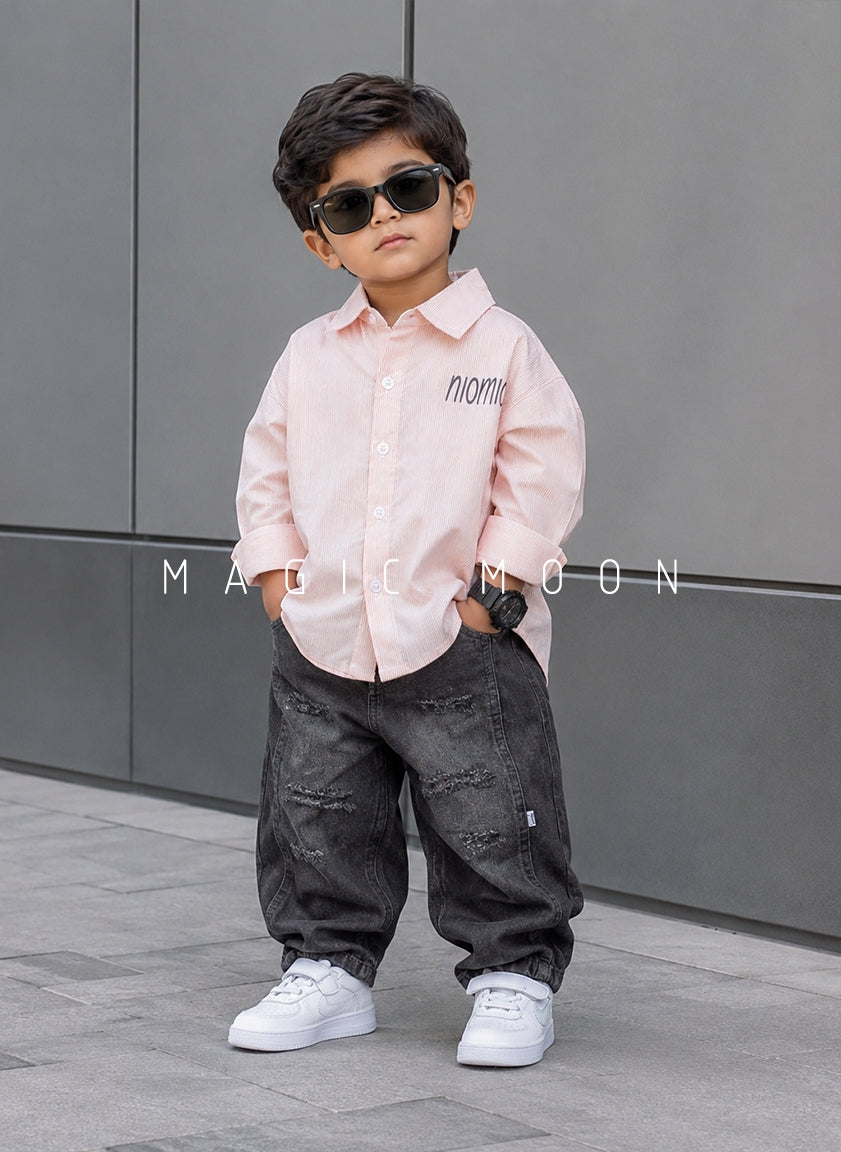 SHFS16 Boy's Full Sleeve Oversized Back Printed Shirt