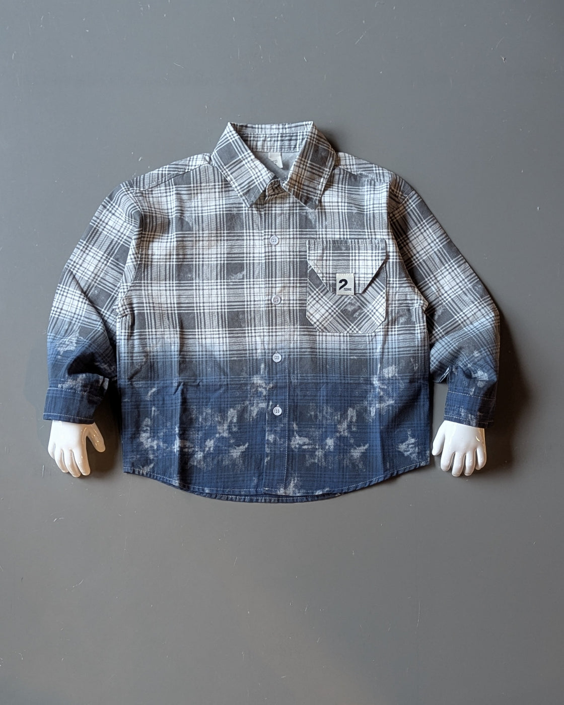 Unisex Full Sleeve Check and Hem Printed Oversized Shirt