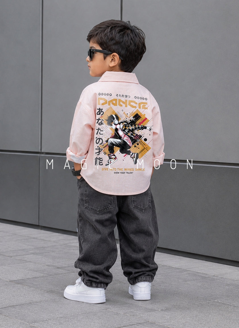 SHFS16 Boy's Full Sleeve Oversized Back Printed Shirt
