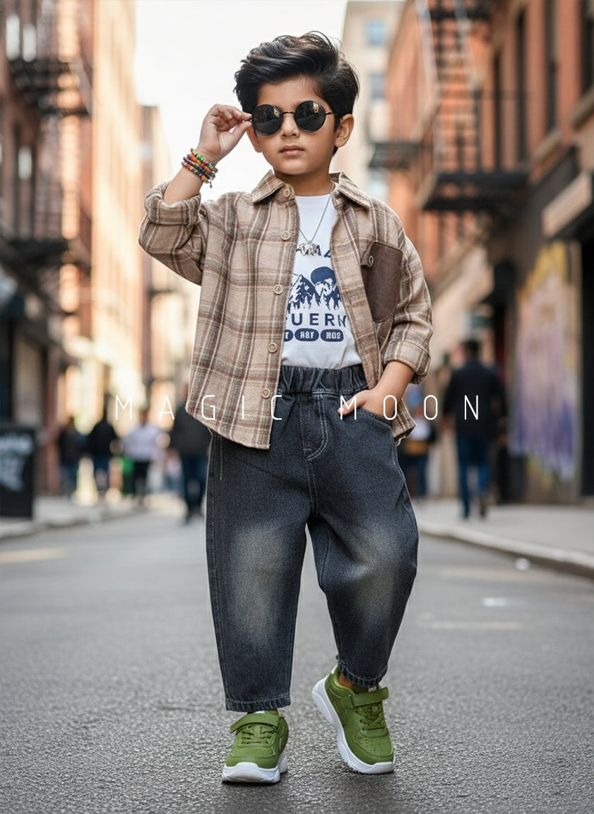 Unisex Full Sleeve Oversized Shirt,Inner T Shirt and Pant Set