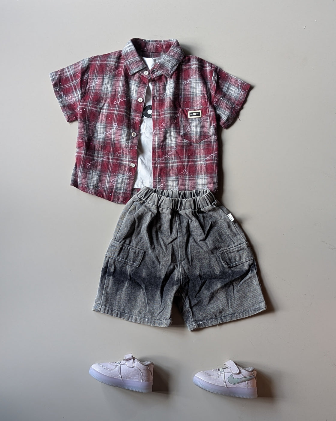 ST105 Unisex Half Sleeve Oversized Shirt with Inner T Shirt and Shorts Set