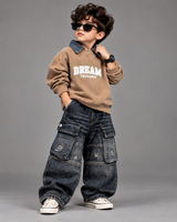 TSHCMB10 Unisex Full Sleeve Oversized Polo T Shirt and Super Baggy Jeans
