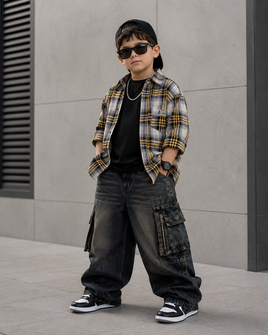 SHIMV1 Unisex Full Sleeve Oversized Check Shirt
