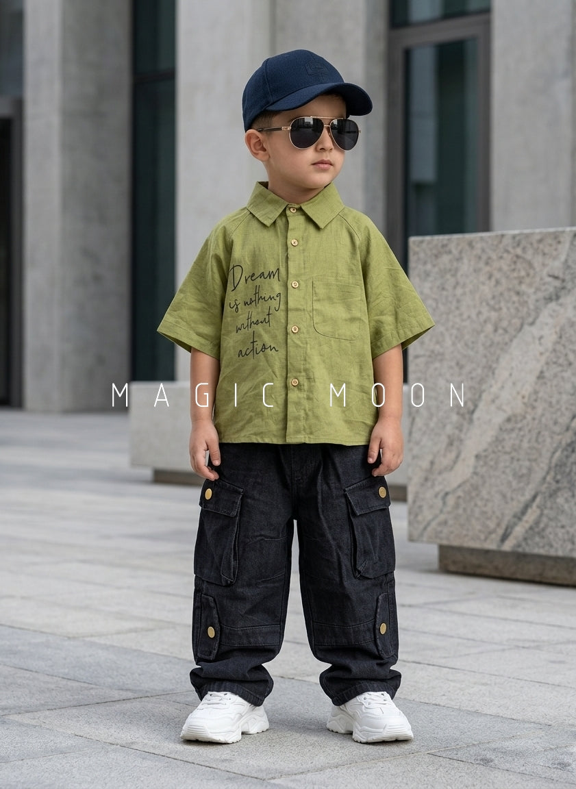 SHHS02 Boy's Half Sleeve Oversized Shirt