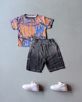 ST103 Unisex Half Sleeve Oversized T Shirt with Shorts Set
