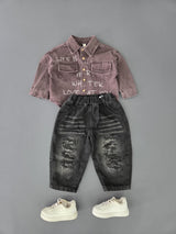 STIM160 Boys Full Sleeve Oversized Shirt with Baggy Jeans