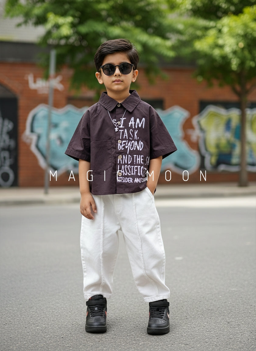 Boy's Half Sleeve Oversized Shirt