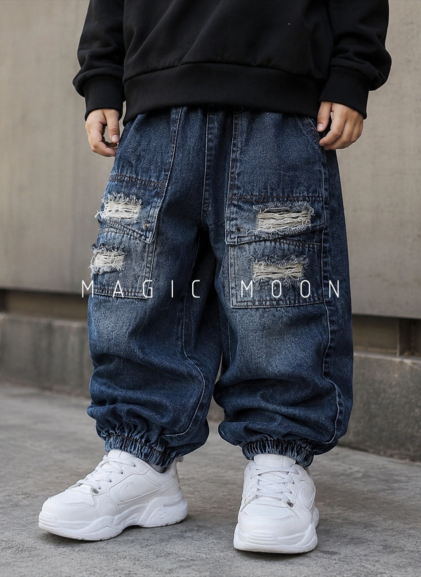 JN1003 Unisex Distressed Baggy Jeans