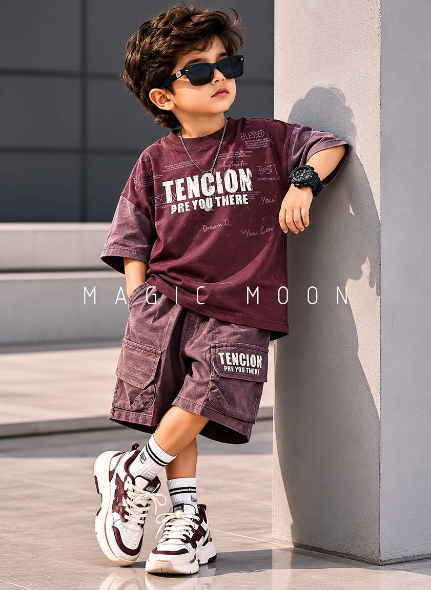 ST105 Unisex Half Sleeve Oversized T Shirt and Shorts Set