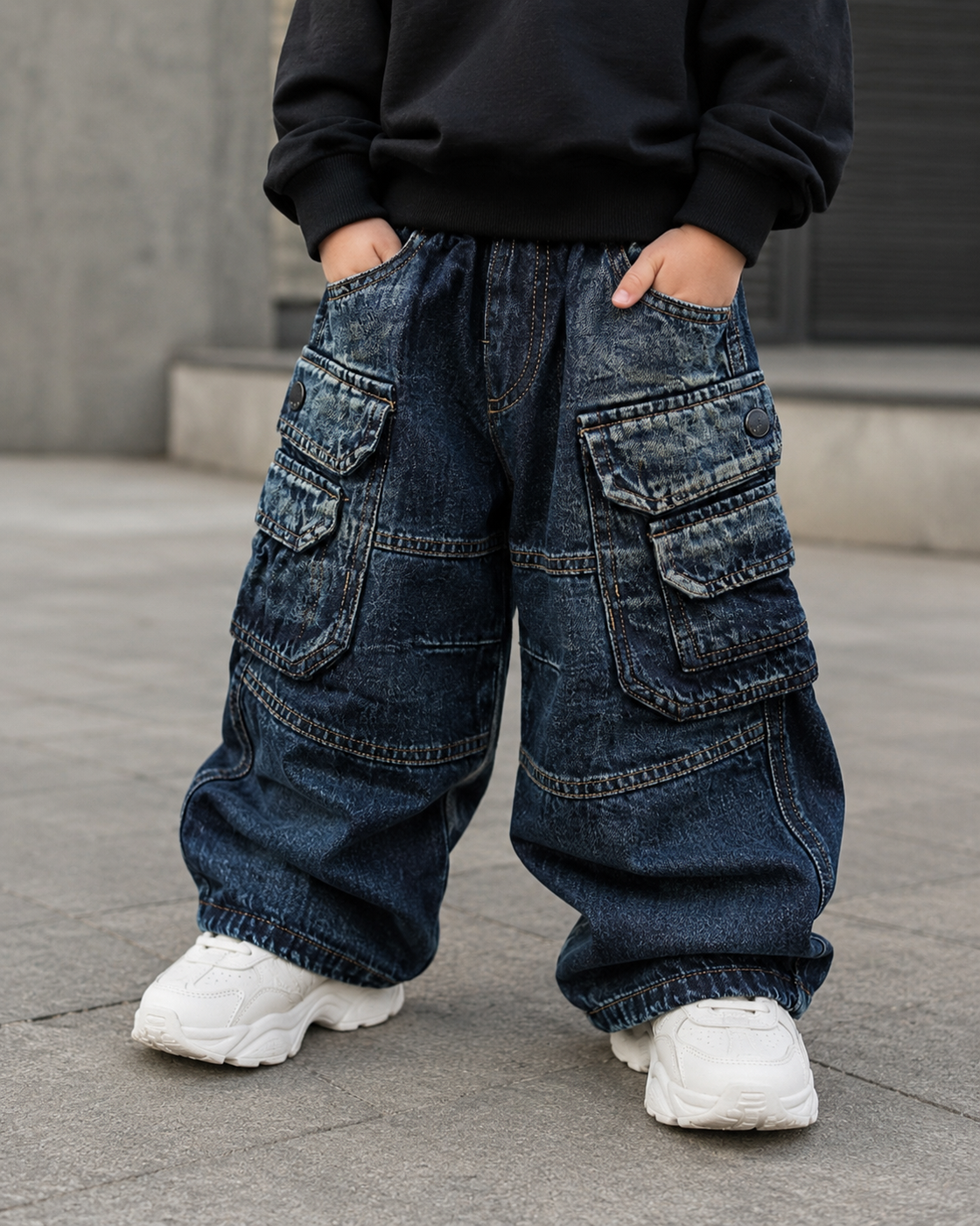 JNSIM115-01 Unisex Super Baggy Jeans