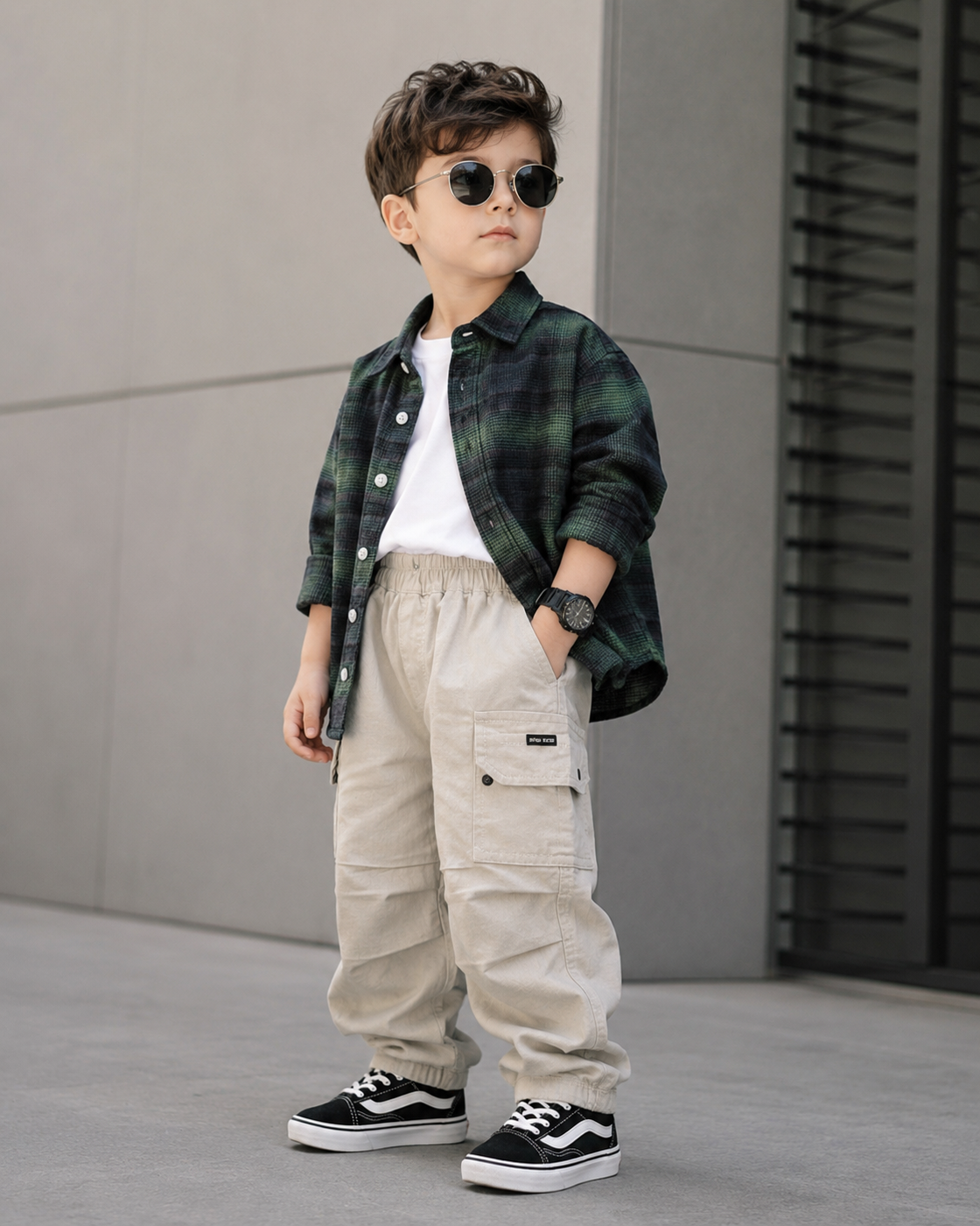SHGMU02-02 Boy's Full Sleeve Oversized Check Shirt