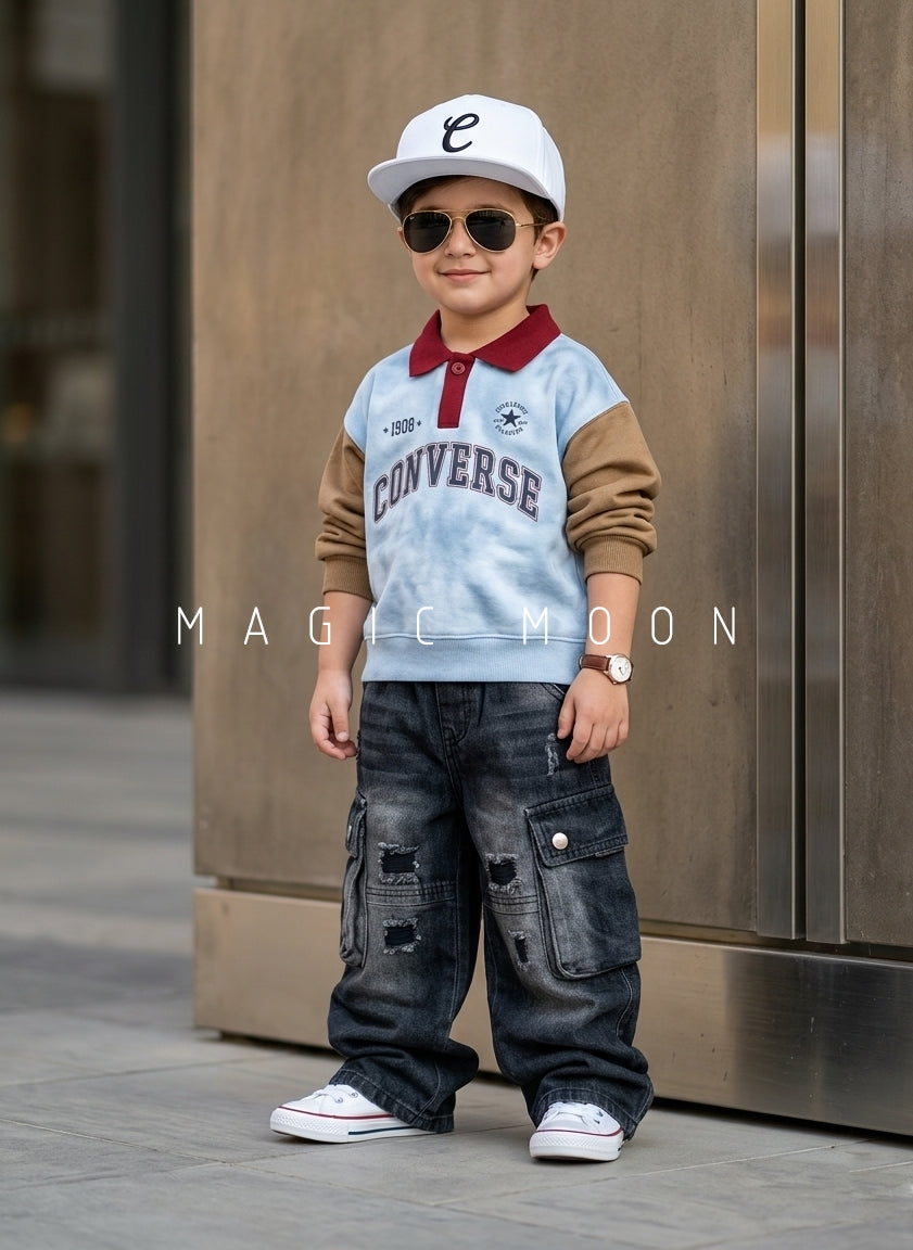TSS03 Unisex Full Sleeve Oversized Polo T Shirt