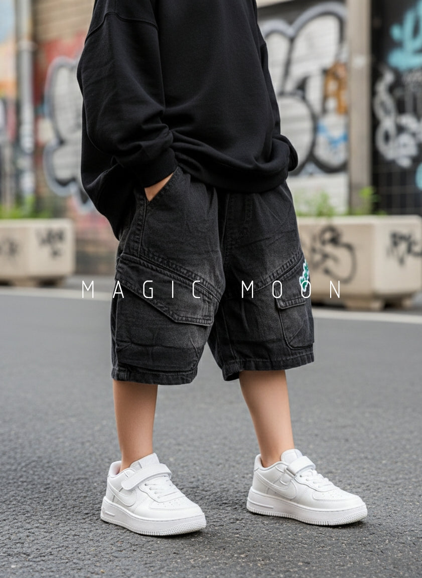 Unisex Knee Length Denim Shorts