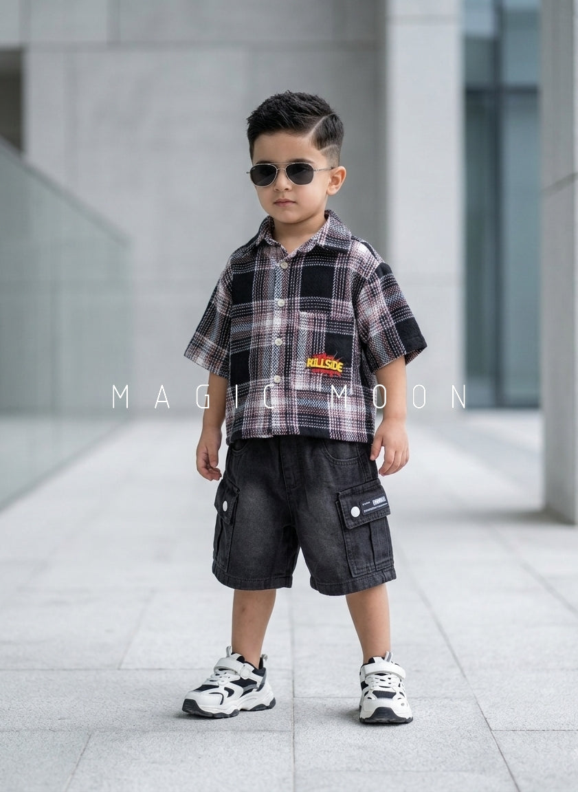 SHHS02 Boy's Half Sleeve Oversized Back Printed Shirt