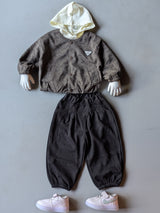 Unisex Full Sleeve Oversized Jacket Hooded Inner T Shirt and Pant Set