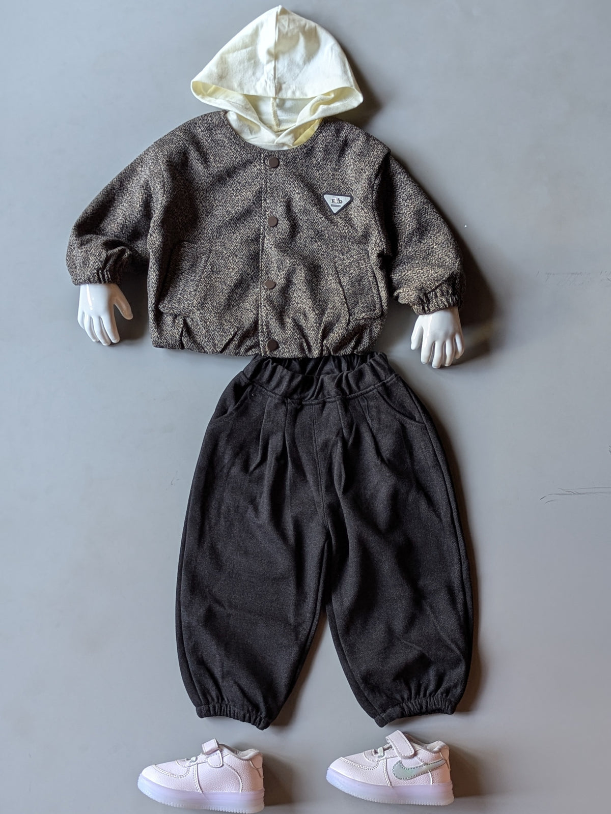 Unisex Full Sleeve Oversized Jacket Hooded Inner T Shirt and Pant Set