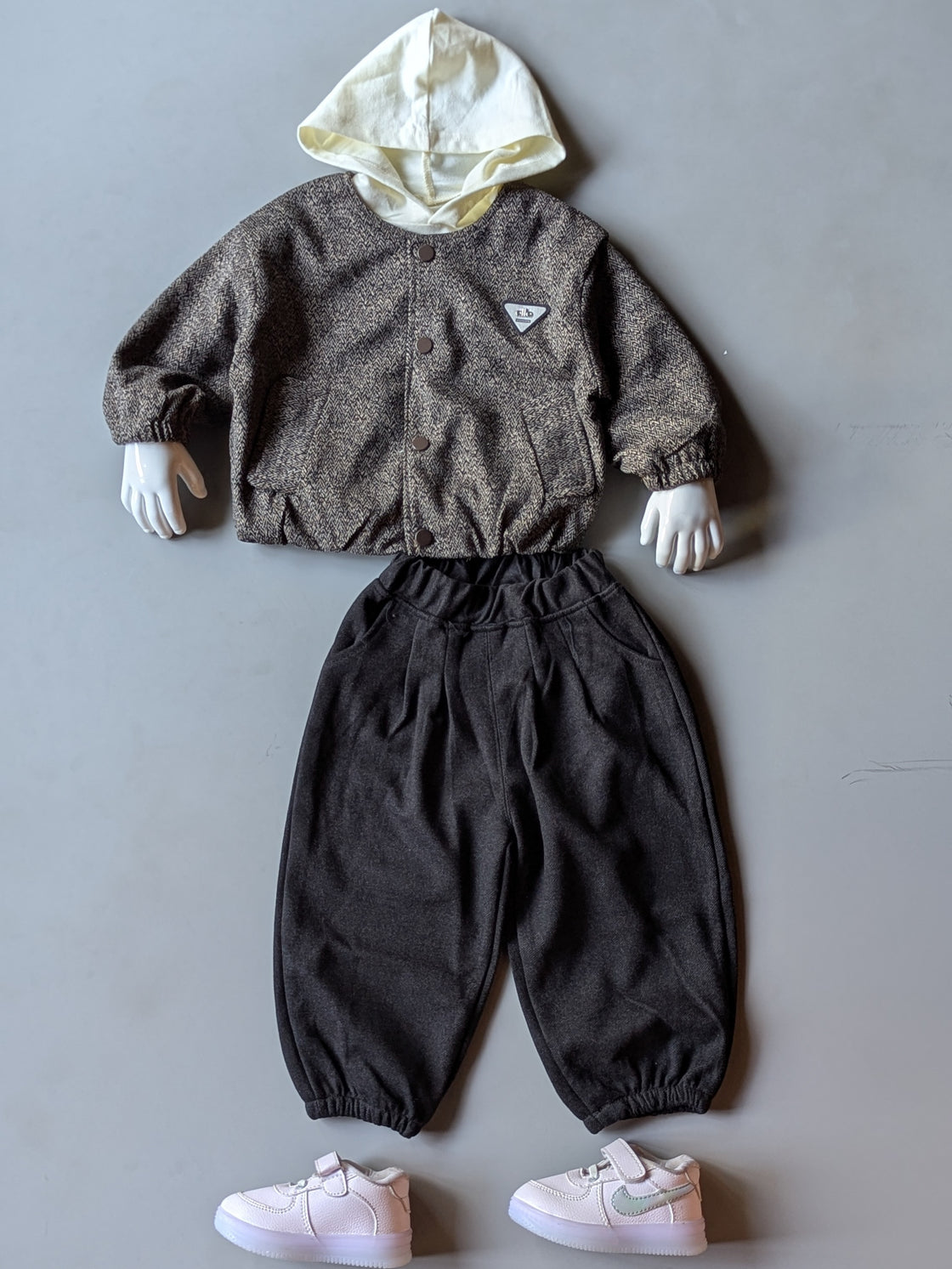 Unisex Full Sleeve Oversized Jacket Hooded Inner T Shirt and Pant Set