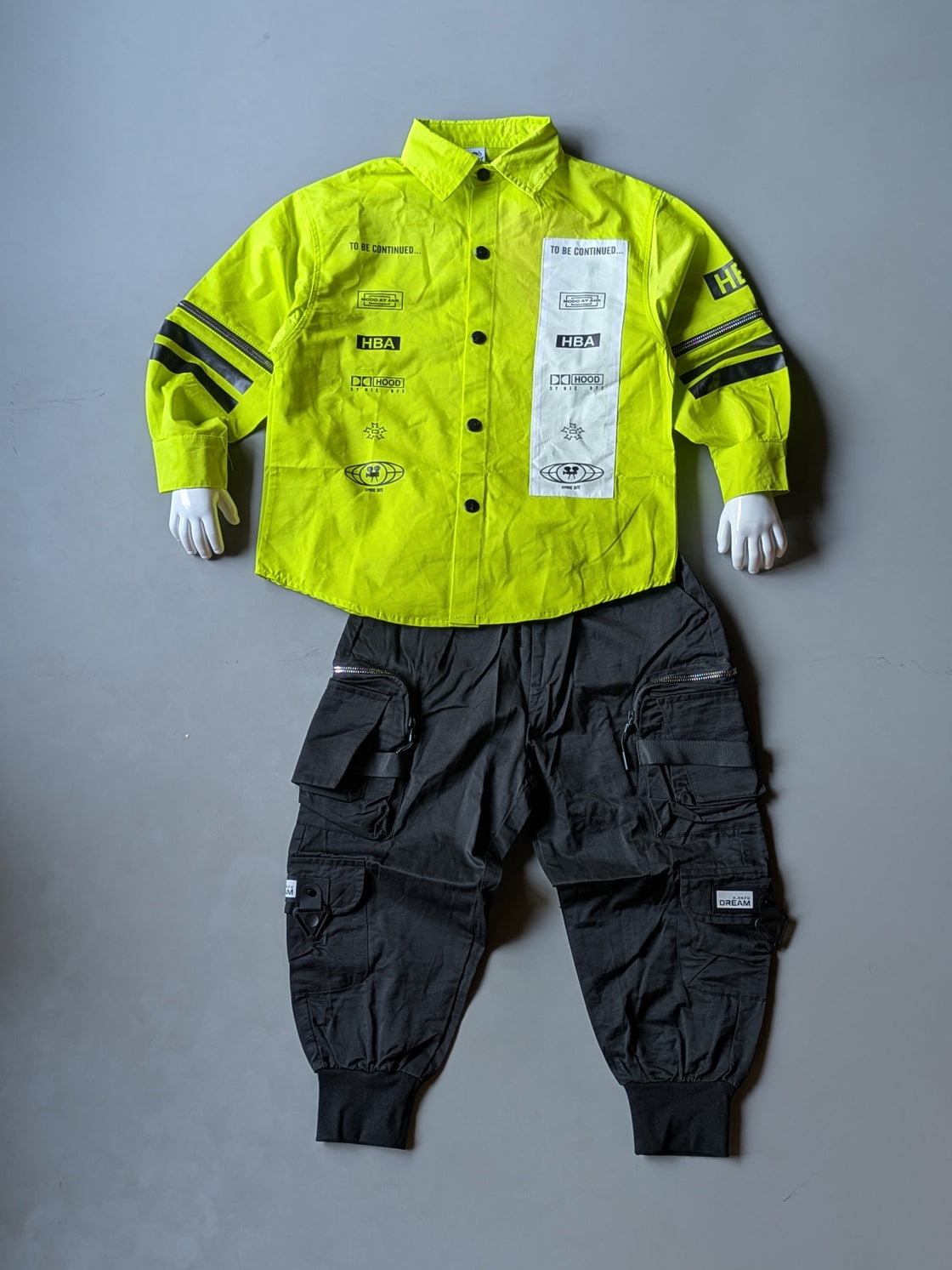 STB01 Unisex Full Sleeve Oversized Jacket with Cargo Baggy Pant Set