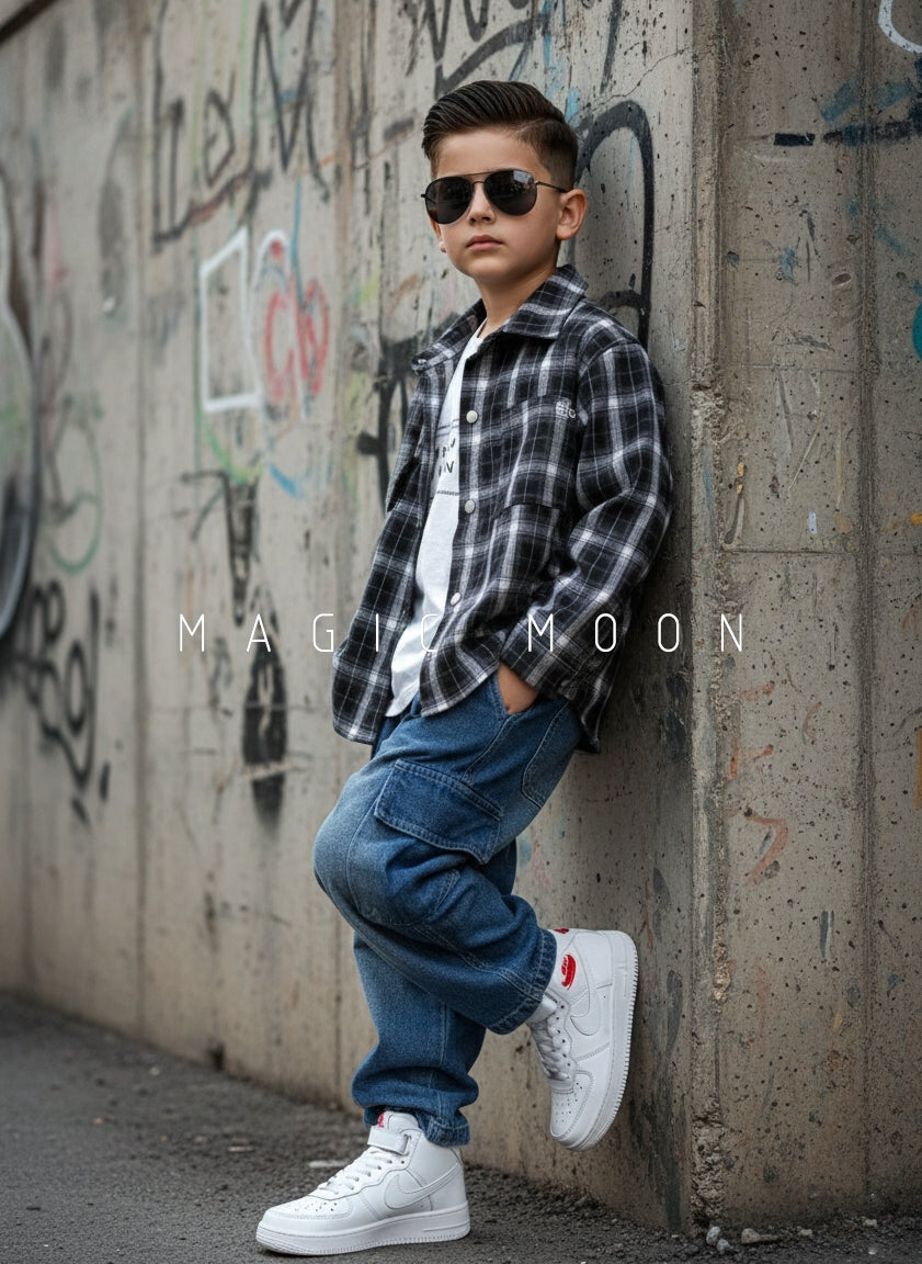 Unisex Full Sleeve Oversized Shirt Inner T Shirt and Pant Set