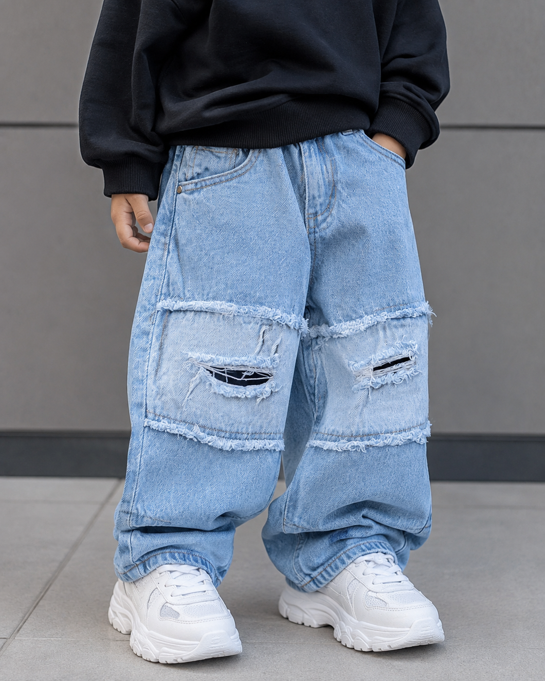 JNS111 Unisex Distressed Baggy Jeans