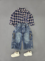STIM161 Boys Full Sleeve Oversized Shirt with Super Baggy Jeans