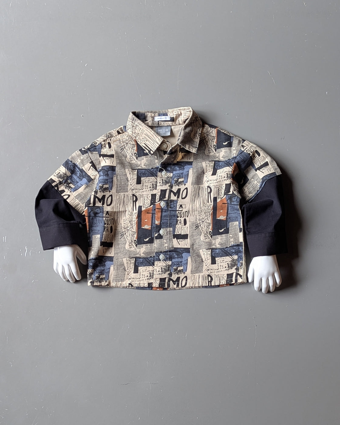 Full Length Layered Sleeve All Over Printed Oversized Shirt