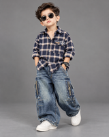 STIM161 Boys Full Sleeve Oversized Shirt with Super Baggy Jeans