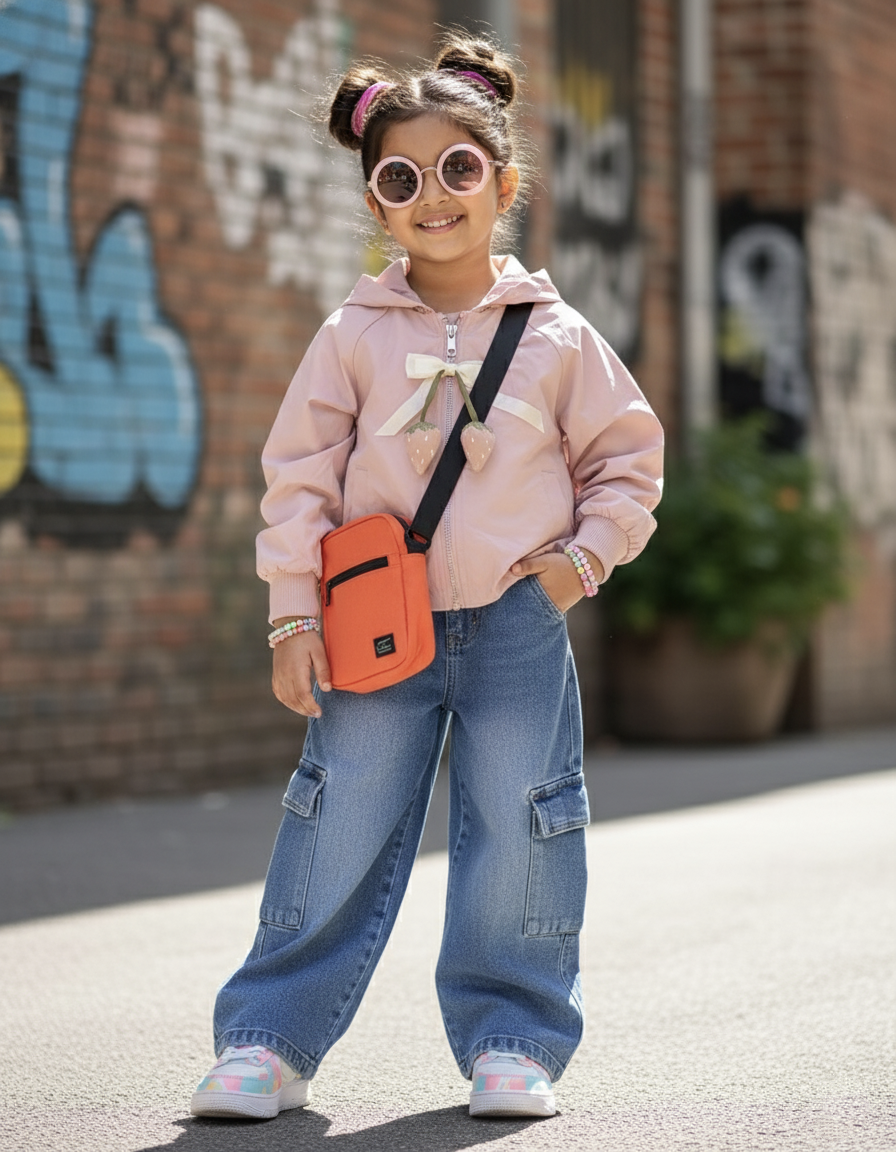 Girl's Full Sleeve Hooded  Zipper Jacket