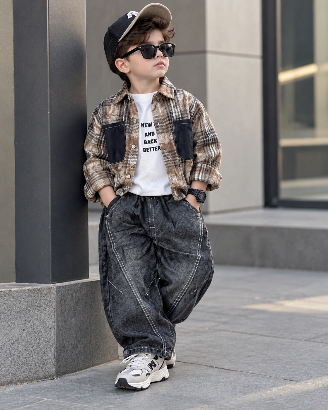 STIM118-02 Unisex Full Sleeve Oversized Shirt with Inner T Shirt and Pant Set