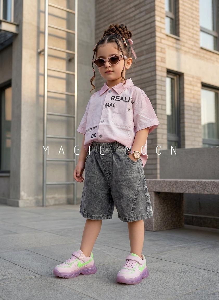 ST101 Unisex Half Sleeve Oversized Shirt with Shorts Set