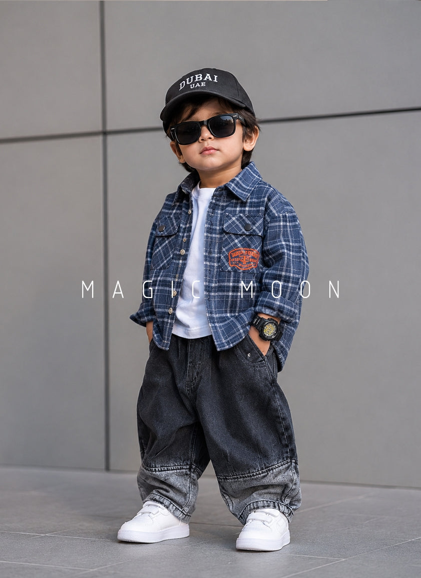 SHFS15 Boy's Full Sleeve Oversized Back Printed Shirt