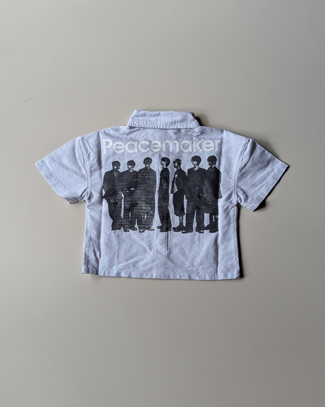 SHHS08 Boy's Half Sleeve Oversized Small Striped Shirt Back Printed Shirt
