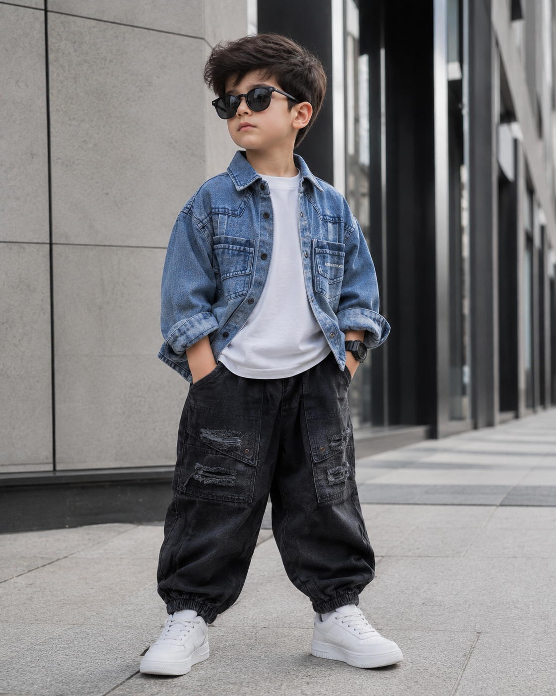 SHFB05 Unisex Full Sleeve Oversized Denim Shirt