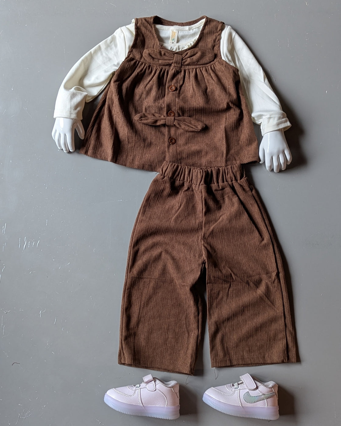 Full Sleeve T Shirt, Vest and Wide Leg Pant Set