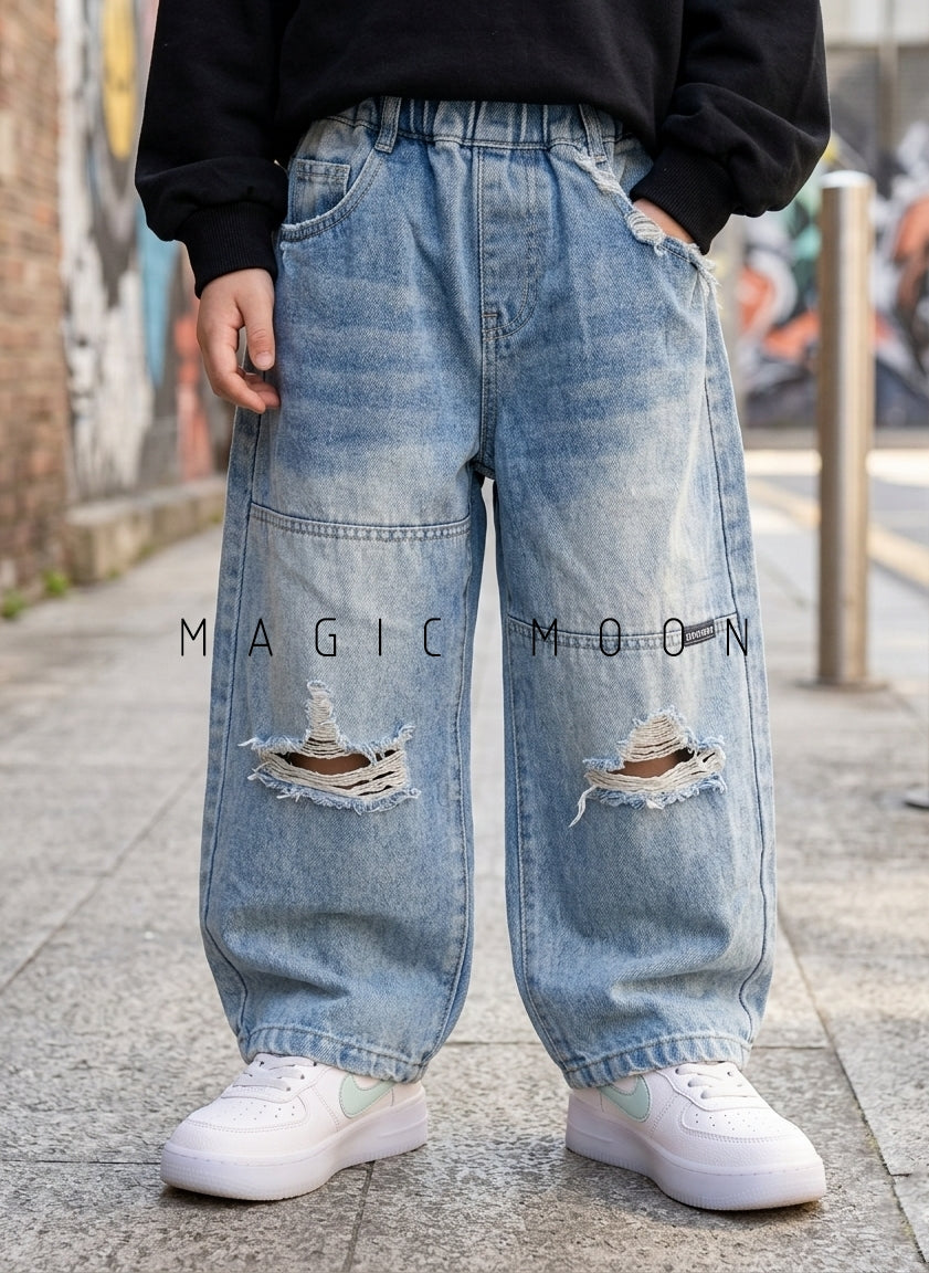 JN1000 Unisex Distressed Baggy Jeans