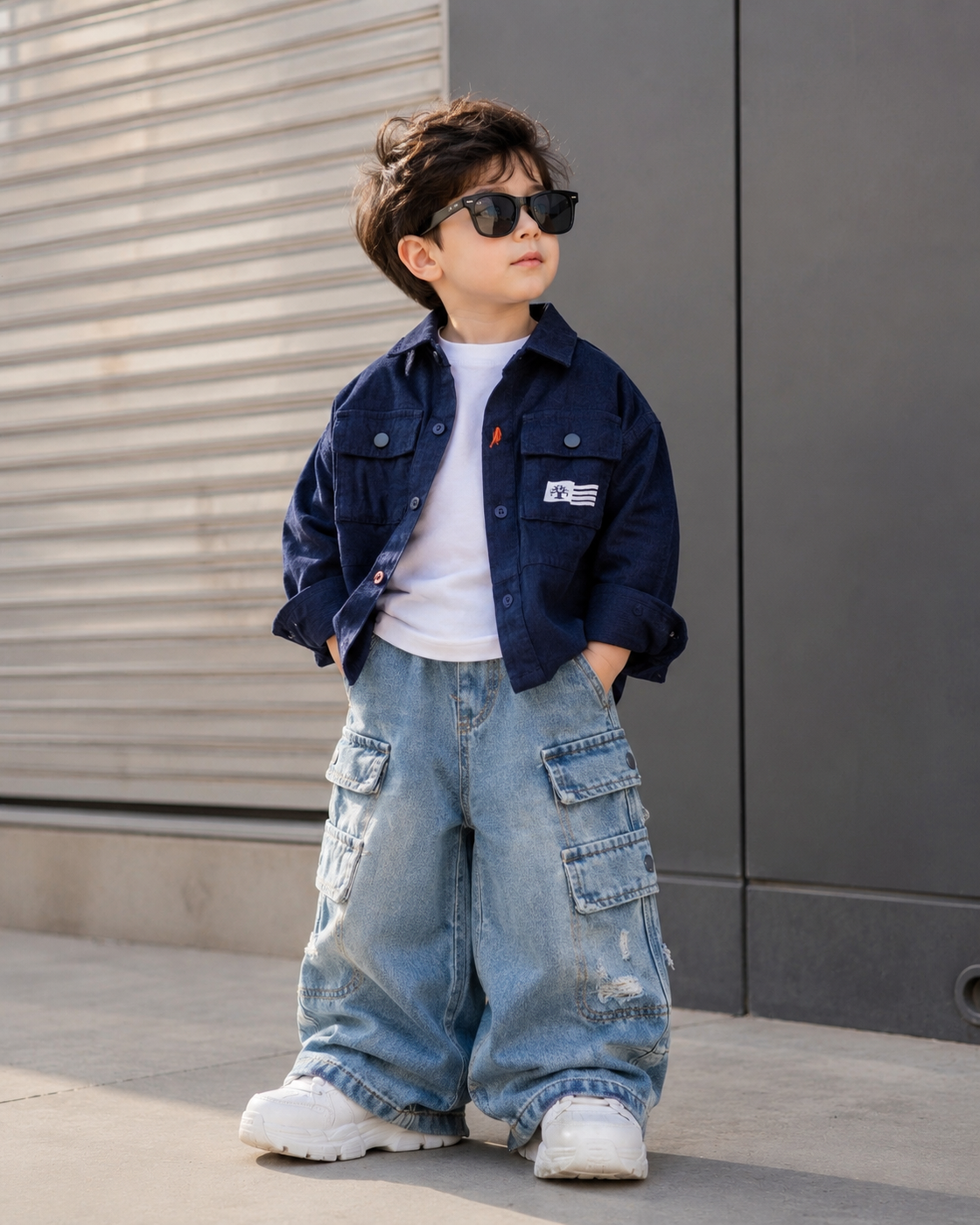 SHFS22 Boys Full Sleeve Oversized Back Printed Shirt