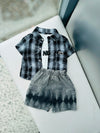 Unisex Half Sleeve Oversized Shirt with Inner T Shirt and Shorts Set