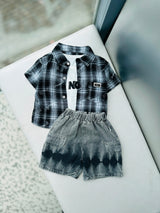 Unisex Half Sleeve Oversized Shirt with Inner T Shirt and Shorts Set