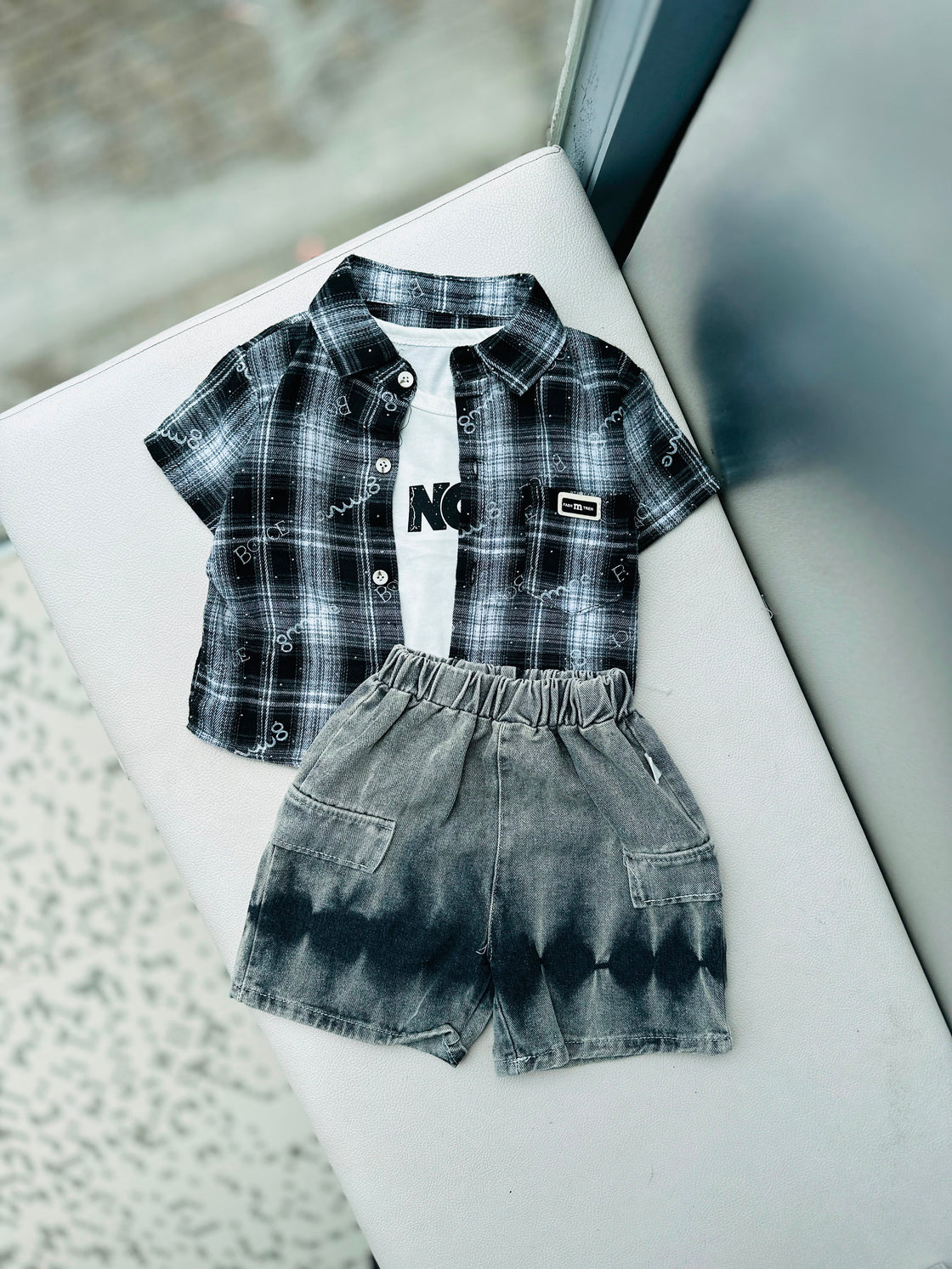 Unisex Half Sleeve Oversized Shirt with Inner T Shirt and Shorts Set