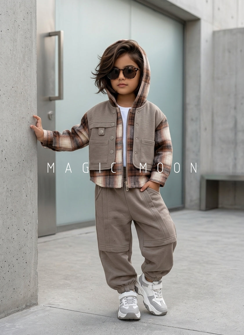 ST100 Unisex Full Sleeve Oversized Hooded Jacket, Inner T Shirt and Pant Set