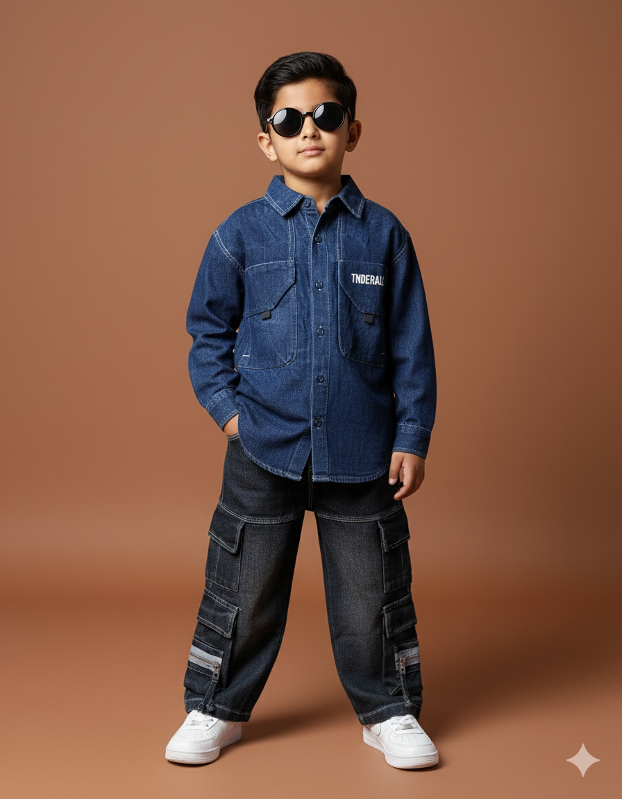 Unisex Full Sleeve Denim Oversized Shirt