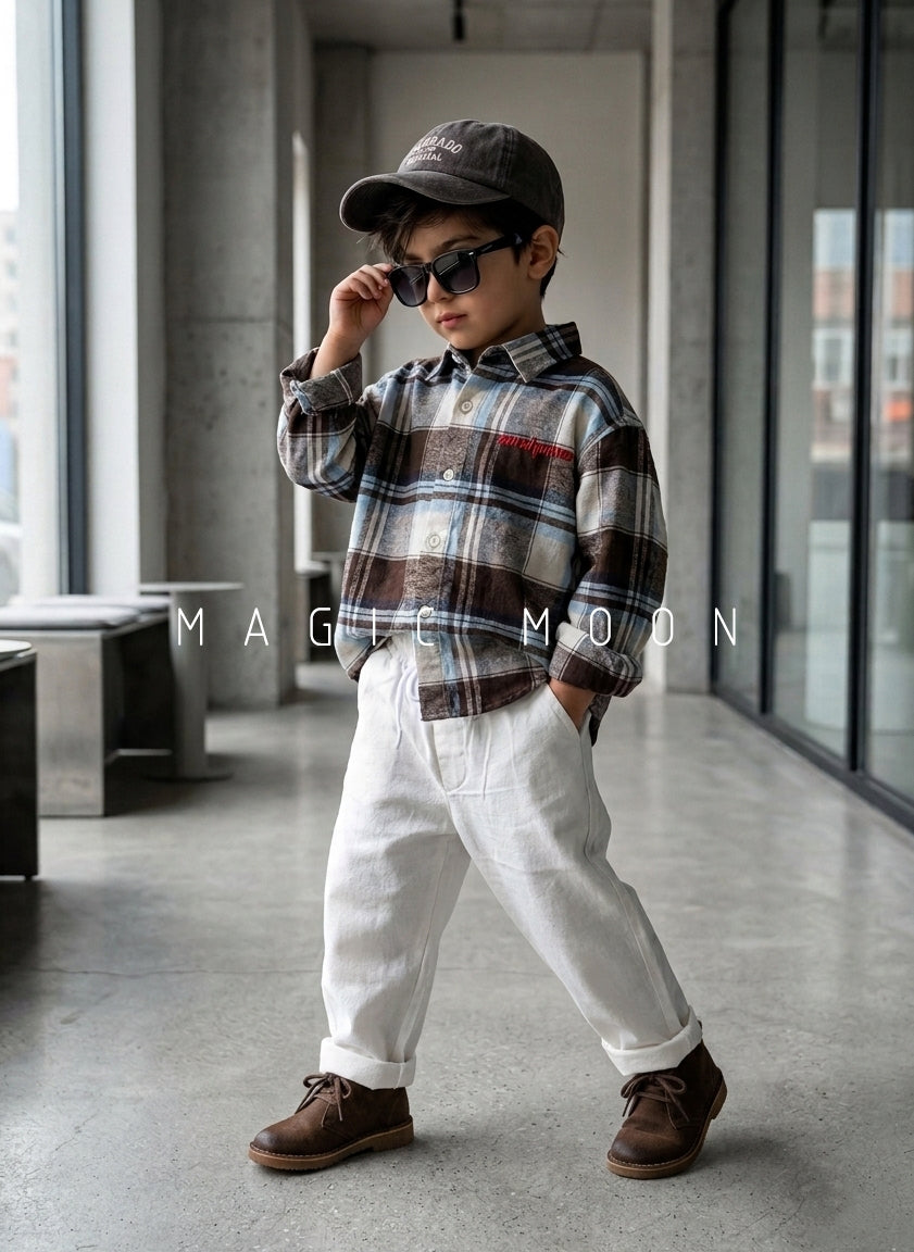 SHFS07 Boy's Full Sleeve Oversized Check Shirt